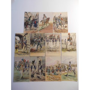 Ca 1950. LEROUX Pierre Albert, Napoléon 1805. ZBIÓR 11 wojskowych kart pocztowych z armią Napoleona.