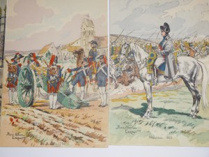 Ca 1950 LEROUX Pierre Albert, Napoléon 1805: A collection of 11 military postcards featuring Napoleon's army.