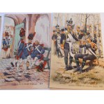 Ca 1950 LEROUX Pierre Albert, Napoléon 1807. Eine Sammlung von 9 Militärpostkarten, die die Armee von Napoleon zeigen.