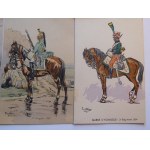 Ca 1950 LEROUX Pierre Albert, Napoléon 1813. eine Sammlung von 7 Militärpostkarten, die die Armee Napoleons zeigen.