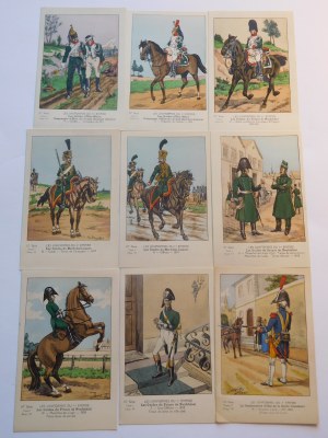 Ca 1950 - LES UNIFORMES du Ier Empire. Collection of 9 military postcards featuring Napoleon's army.