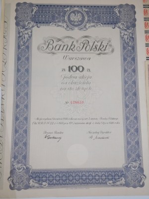 1924-1986. ZBIÓR 7 akcji bankowych z Polski, Austrii i Francji.