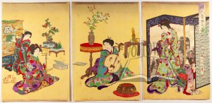 CHIKANOBU Yoshu (1838-1912), Kobiety grające na instrumentach muzycznych.