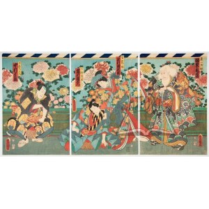 TÓJOKUNI III Utagawa (1786 - 1865), Scéna z divadla kabuki.
