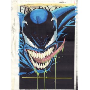 Wyjątkowy pod względem prezentacji postaci Venoma, oryginalny kolor do komiksu z serii „Venom: The Finale” część #2 pod tytułem „Slaughter on Fifth Avenue, strona 1 typu splash tytułowy