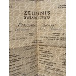 School Certificate and 3 fee receipts. Warsaw [1941/43].