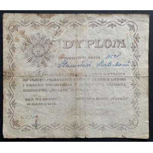 [LWÓW] DYPLOM nadania odznaki honorowej Orlęta. Lwów. [1919]