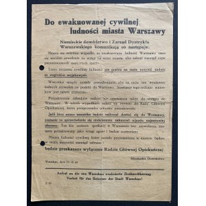 Do ewakuowanej cywilnej ludności miasta Warszawy. Warszawa [1944]