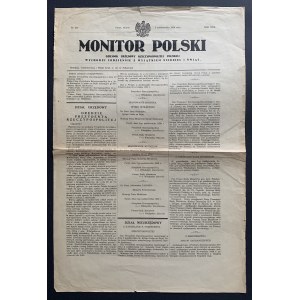 MONITOR POLSKI. Dziennik Urzędowy Rzeczypospolitej Polskiej. R. XXII, nr. 220. Paryż, wtorek 3 października 1939 roku.
