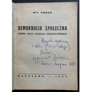 [ZAREMBA Zygmunt] Witr Smrek [pseud.] - Social democracy. Próba wizji ustroju przejściowego. Warsaw 1934 [actually - March 1944].