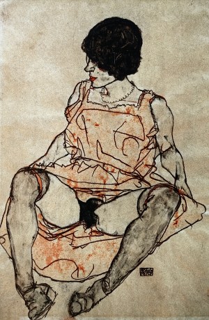 Egon Schiele (1890-1918), Akt w czerwonej sukience