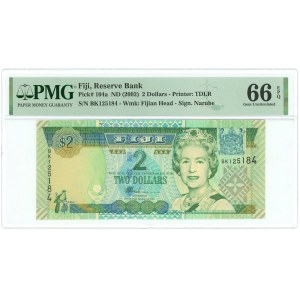Fiji 2 Dollars 2002 (ND) PMG 66 EPQ Gem UNC