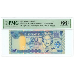 Fiji 20 Dollars 2002 (ND) PMG 66 EPQ Gem UNC