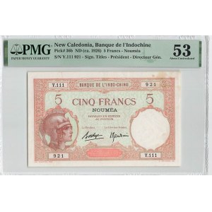 New Caledonia 5 Francs 1926 (ND) PMG 53