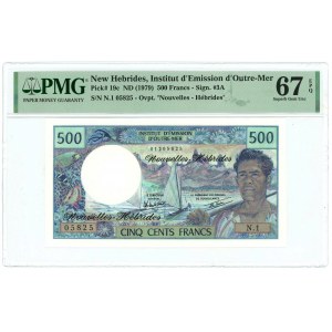 New Hebrides 500 Francs 1979 (ND) PMG 67 EPQ Superb Gem UNC