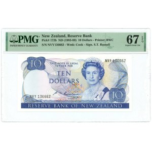 New Zealand 10 Dollars 1985 - 1989 (ND) PMG 67 EPQ Superb Gem UNC