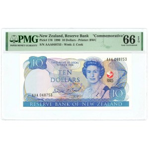 New Zealand 10 Dollars 1990 PMG 66 EPQ Gem UNC