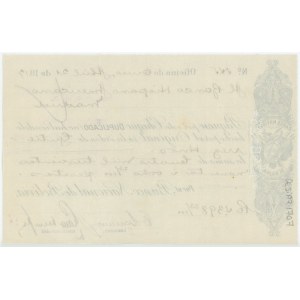 Bolivia Banco Nacional de Bolivia Oruro Cheque for 800.61 pesetas 1917