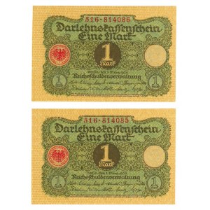 Germany - Weimar Republic 2 x 1 Mark 1920 Consecutive Pair