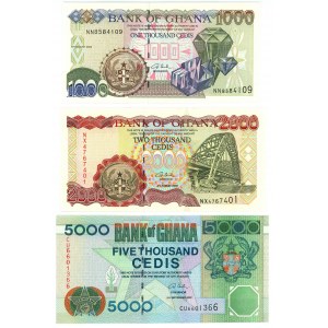 Ghana 1000 - 2000 - 5000 Cedis 2002 - 2003
