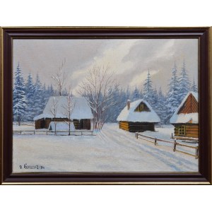 Bronislaw Klosowski (1923-2011), Rural cottages in the snow, 1984