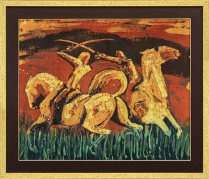 Joanna Czubak, Fighting Horsemen - batik, 2020