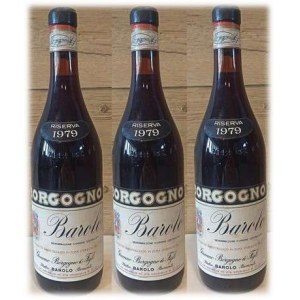 Giacomo Borgogno Barolo Riserva 0,75L 13,5% rocznik 1979 - 3 butelki; w drewnianej skrzynce