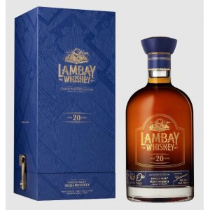 Whiskey irlandzka. Lambay Single Malt, Castle Prestige Edition 0,7L 43%, 20-letnia; Zestaw z 2 szklankami do degustacji Lambay