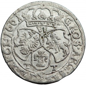 Polsko, Jan Kazimierz, koruna, šestipence 1661, muži. Bydgoszcz, T. Tymf