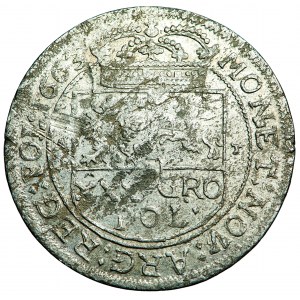 Poľsko, Jan Kazimierz, Koruna, zlato (zlotý, tymf) 1663, muži. Krakov