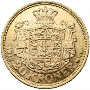 Dania, Fryderyk VIII, 20 koron 1912, men. Kopenhaga
