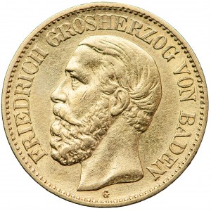 Německo, Bádensko, Fridrich I., 10 značek 1876, muži. Karlsruhe