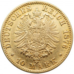 Německo, Bádensko, Fridrich I., 10 značek 1876, muži. Karlsruhe