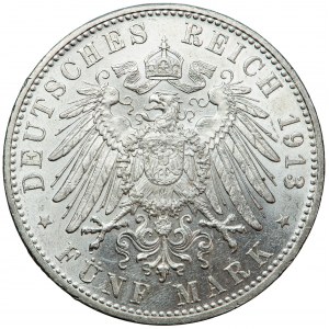 Deutschland, Bayern, Otto, 5 Mark 1913, Männer. München