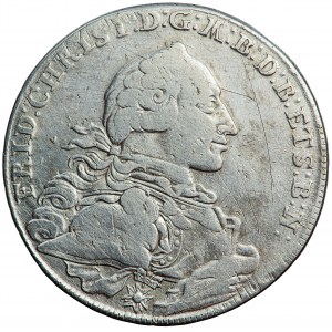 Nemecko, Brandenburg-Bayreuth, Frederick Krystian, konvenčný tolar 1766, muži. Bayreuth