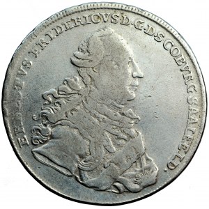 Německo, Sasko-Koburg-Saalfeld, Ernest Friedrich, konventní tolar 1765, m. Saalfeld