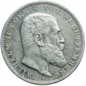 Nemecko, Württemberg, Wilhelm II, 3 známky 1911, muži. Stuttgart