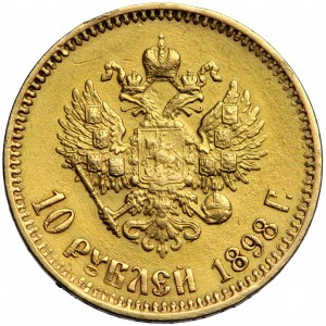 Rusko, Mikuláš II, 10 rubľov 1898, m. Petrohrad, A. Grashof