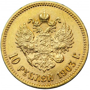 Rusko, Mikuláš II., 10 rublů 1903, muži. Petrohrad, A. Red'ko