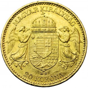 Maďarsko, František Josef, 20 korun 1895, mincovna. Krzemnica