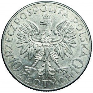 Pologne, Deuxième République, 10 zlotys 1932, type Polonia, m. Varsovie
