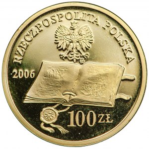 Poľsko, III Rzeczpospolita, 100 zlotých 2006, 500. výročie štatútu mesta Łaski, m. Varšava