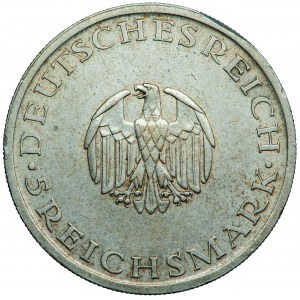 Německo, Výmarská republika, 5 značek 1929, G. E. Lessing, muži. Stuttgart, návrh R. Bosselt