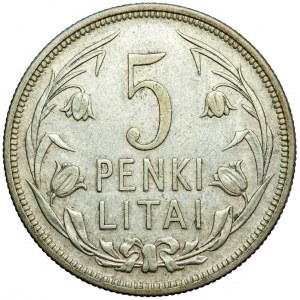 Litva, První republika, 5 litas 1925, muži. Londýn