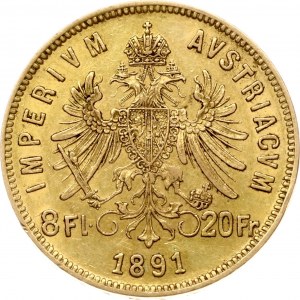 Austria 8 Florins / 20 Francs 1891
