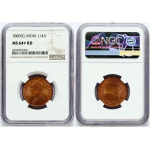 British India 1/4 Anna 1889 NGC MS 64+ RD