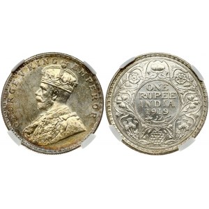 British India 1 Rupee 1919 (B) NGC MS 63