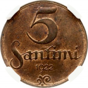 Latvia 5 Santimi 1922 NGC MS 62 RB