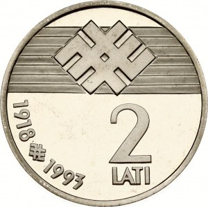 Latvia 2 Lati ND (1993) Proclamation of the Republic of Latvia