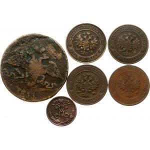 Russia 1/2 - 5 Kopecks 1833-1913 Lot of 6 coins